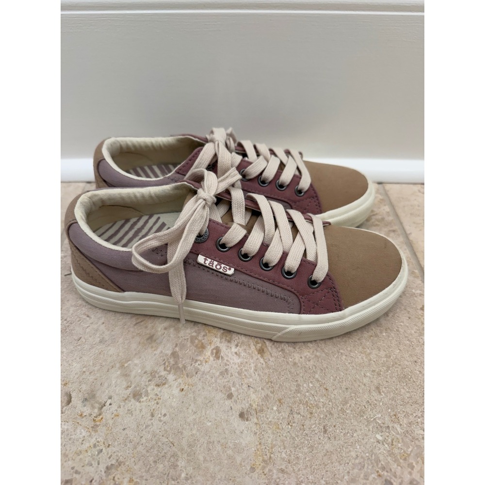 Taos Plim Soul Canvas Sneaker Mauve Tan Size 6 Casual Walking Shoe